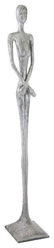 Skinny Female Sculpture, Liquid Silver