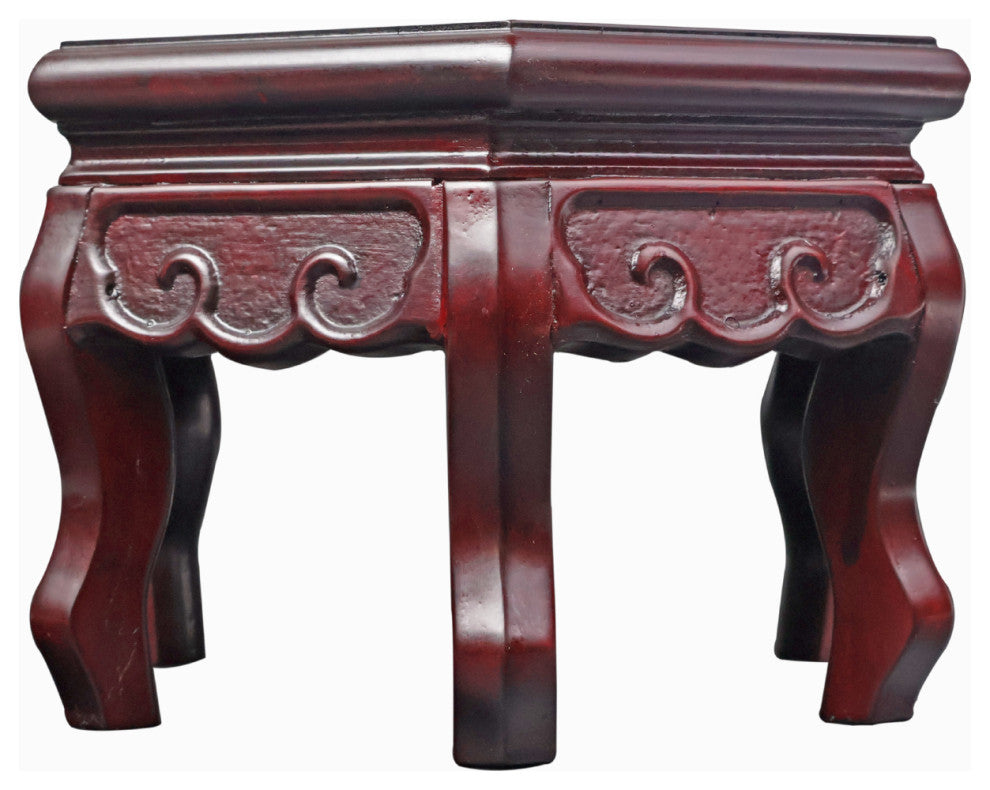 Hexagonal Chen Leung-Style Chinese Vase Stand, 10"x10"x6"