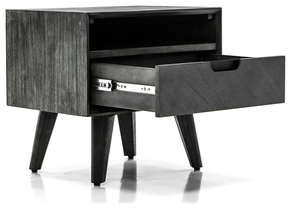 Mohave Mid-Century Tundra Grey Acacia Single Drawer Night Stand