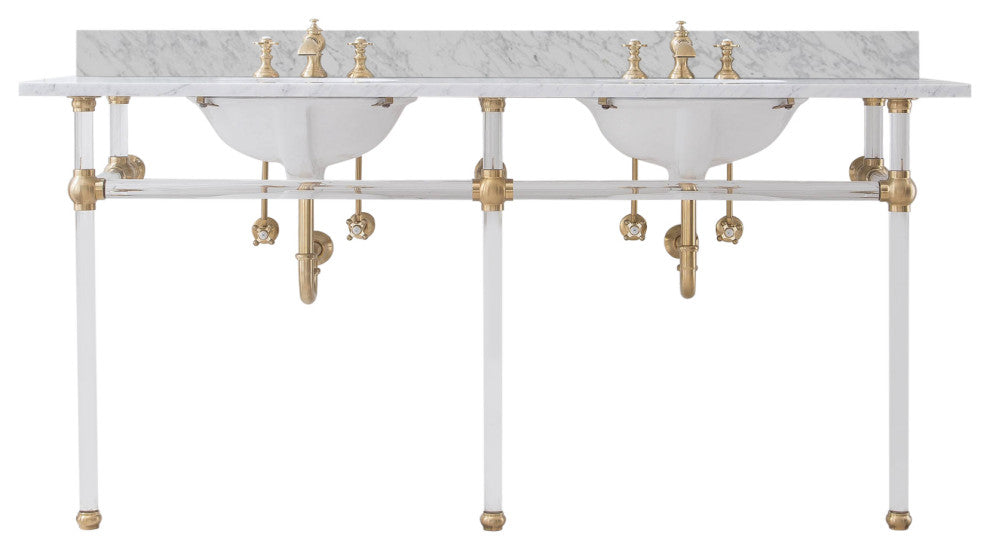 Empire 72" Wide Double Wash Stand, P-Trap, Countertop With Basin, Faucet