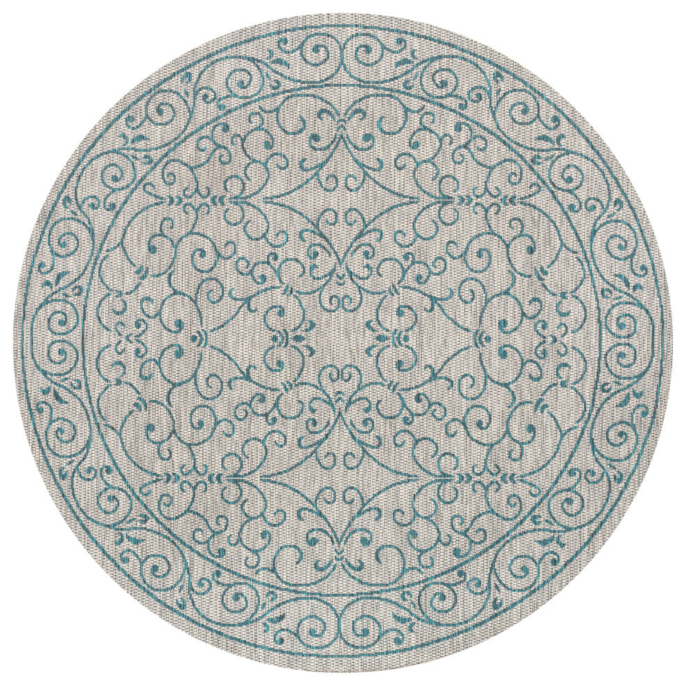 Charleston Vintage Filigree Textured Weave Indoor/Outdoor Area Rug