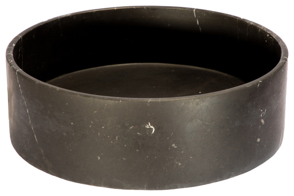 Eden Bath EB_S053NM-H Thin Lip Round Column Vessel Sink - Nero Marquino Marble