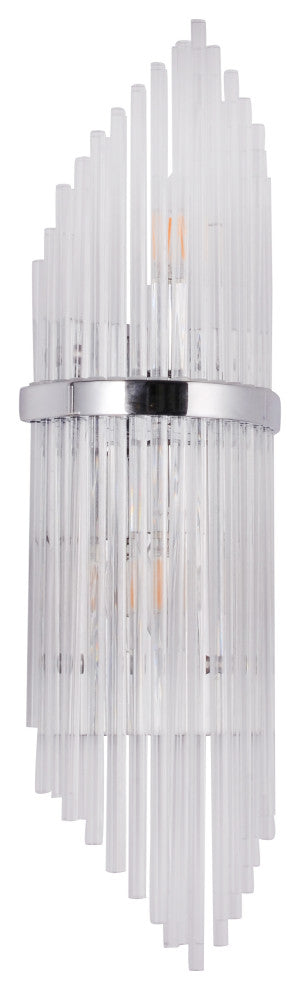 Clear Glass Rod Wall Sconce, Chrome