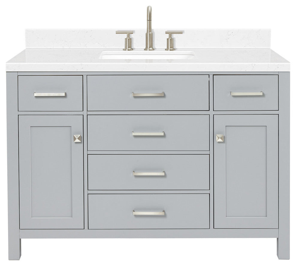 Ariel Bristol 48" Single Rectangle Sink Bathroom Vanity, Carrara Quartz