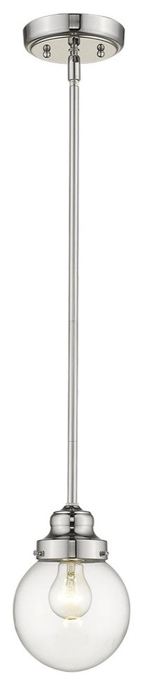 Silver Metal Hanging with Round Clear Glass Shade