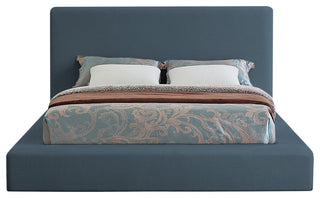 Devin Linen Textured Fabric Upholseterd Bed, Navy, Queen