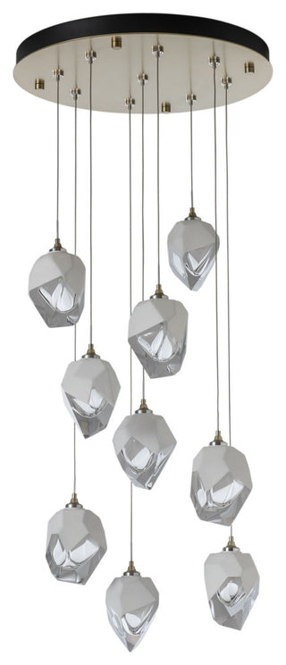 Chrysalis 9-Light Small Crystal Pendant Modern Brass Finish- Long, White Crystal