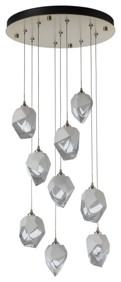 Chrysalis 9-Light Small Crystal Pendant Modern Brass Finish- Long, White Crystal