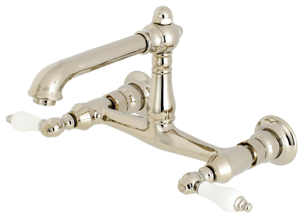 Kingston Brass Wall Mount Bathroom Faucet, Polished Nickel