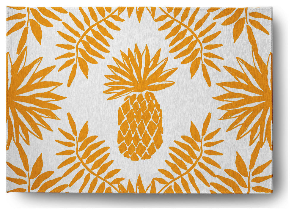 Pineapple Leaves Spring Chenille Rug, Mango, 5'x7'