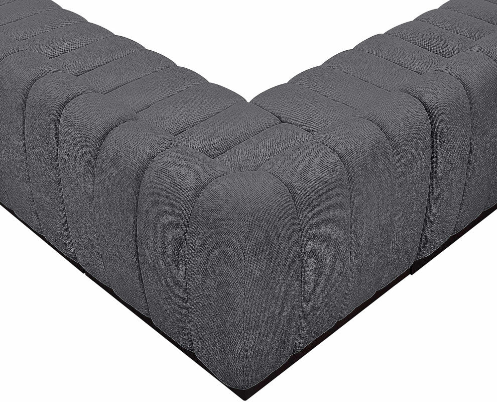 Quinn Chenille Upholstered 6-Piece L-Shaped Modular Sectional, Grey