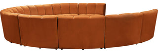 Infinity Channel Tufted Velvet Modular Chair, Cognac, 10 Piece