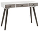 Mid-Century Modern 2-Drawer Bedroom Vanity or Desk, White, Gray, and Black