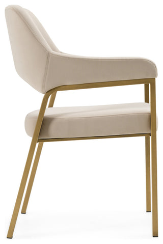 Modrest George Modern Beige Fabric + Antique Brass Dining Chair