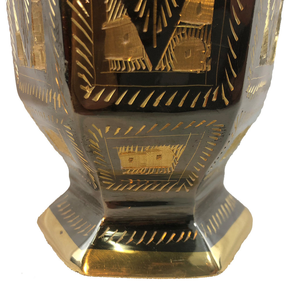 Natural Geo Brass Hexagonal Leaf Bottle Decor
