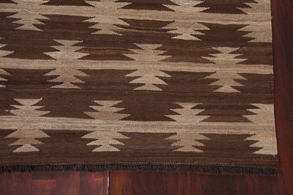 Natural Dye Tribal Kilim Oriental Wool Area Rug Flat-woven Tribal Carpet 5x7