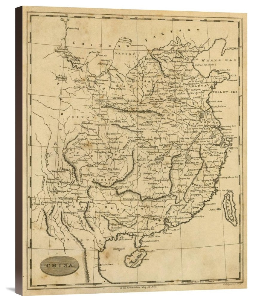 "China, 1812" Stretched Canvas Giclee by Aaron Arrowsmith, 24"x30"