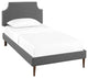 Modway Laura Twin Fabric Platform Bed With Round Tapered Legs, Gray