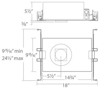 WAC Volta 2" LED SQ Wall Wash Trim, Flood 45 3500K, HZ WH