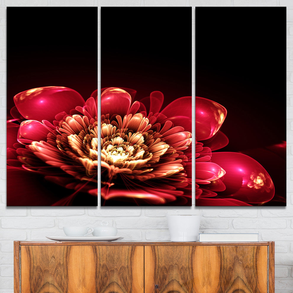"Fractal Pink Flower" Digital Canvas Print, 3 Panels, 36"x28"