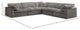 Cozy Velvet Upholstered Comfort L-Shaped Modular Sectional, Grey, 5-Piece: 2 Armless Chair, 3 Corner Chair