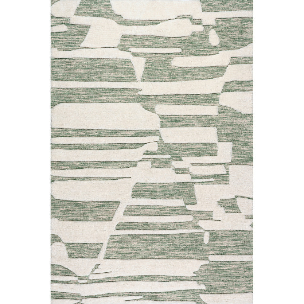 Babai New Zealand Wool Area Rug, Green 3'x5'