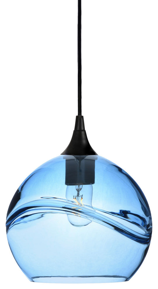 Single Pendant Light, Steel Blue, Matte Black, 4 Watt
