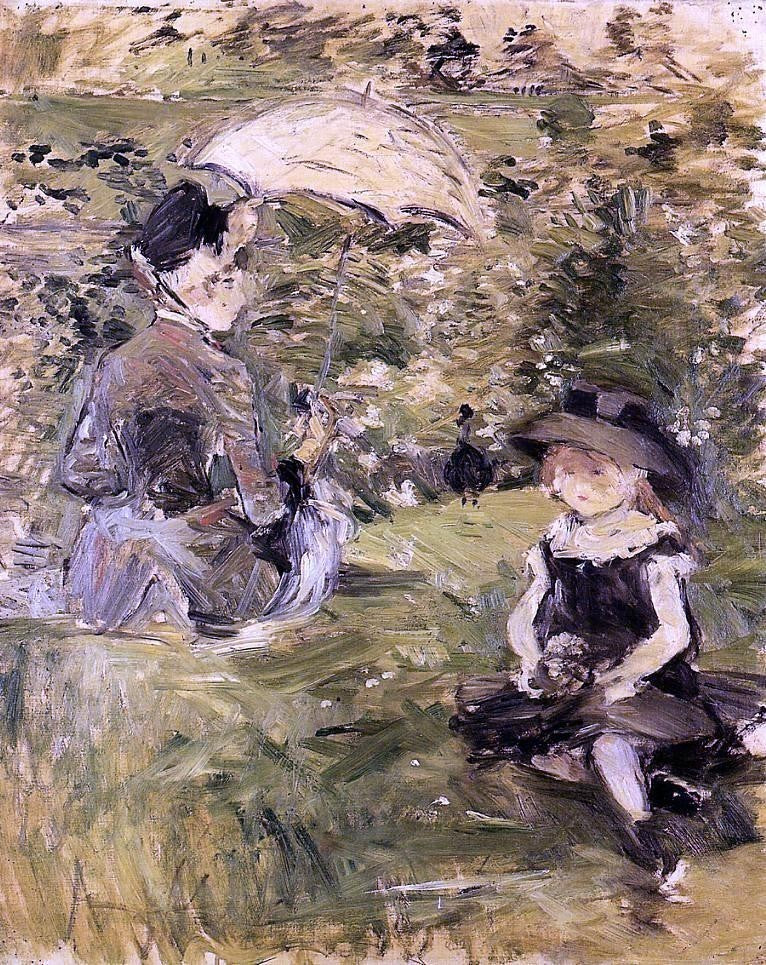 Berthe Morisot Young Woman and Child on an Isle Gallery Wrapped Canvas Print