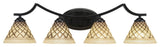 Zilo 4 Light Bath Bar, Matte Black Finish, 7" Chocolate Icing Glass