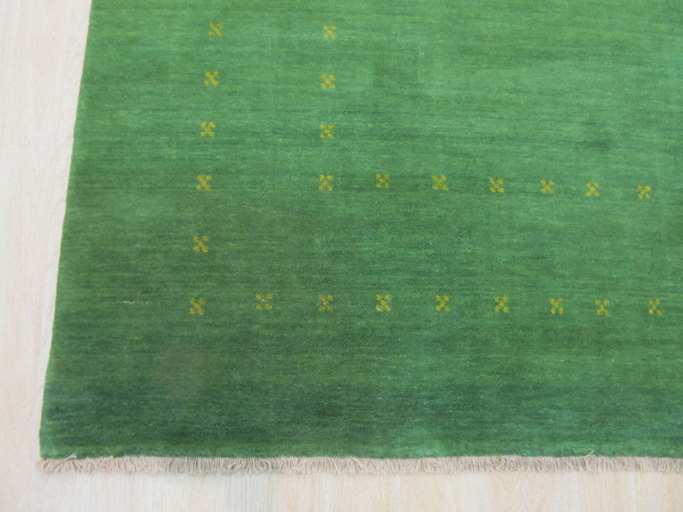 Handmade Wool Green Transitional Solid Lori Baft Rug, 8' X 10'