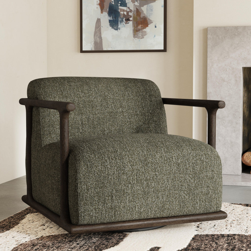 Kosas Home Lucia Green Boucle Swivel Accent Chair