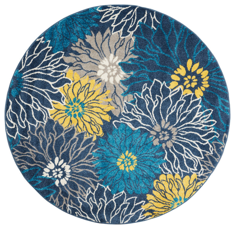 Nourison Passion 4'' x Round Blue Contemporary Indoor Area Rug