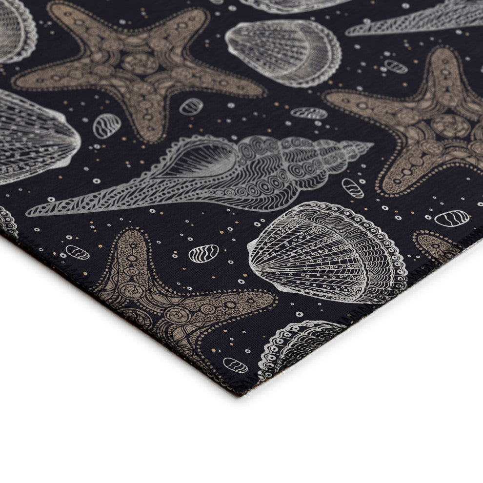 Indoor/Outdoor Seabreeze SZ4 Black Machine Washable 2'3" x 7'6" Runner Rug