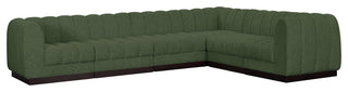 Quinn Chenille Upholstered 6-Piece L-Shaped Modular Sectional, Green