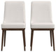 Pemberly Row 19'' Solid Wood and Fabric Dining Chair in Beige/Walnut (Set of 2)