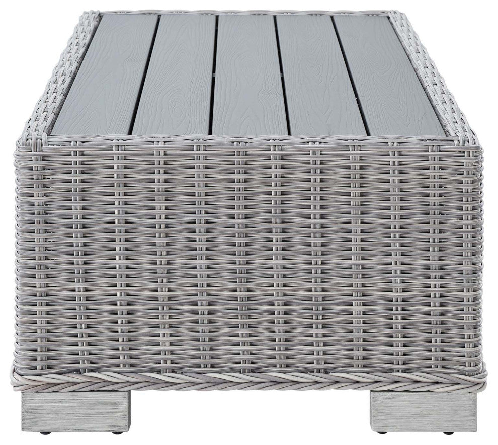Lounge Sofa Chair Table Set, Rattan, Wicker, Gray White, Modern, Outdoor