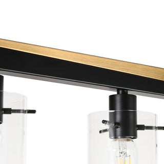 LNC Modern Contemporary 5-Light Black Gold Linear Kitchen Island Light