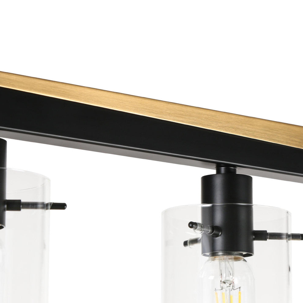 LNC Modern Contemporary 5-Light Black Gold Linear Kitchen Island Light