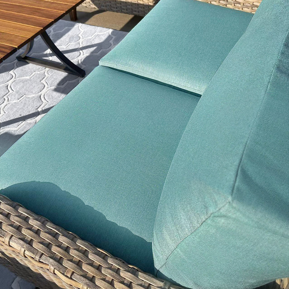 Delta 7-Piece Wicker Outdoor Sectional with Cushions, Cast Breeze Acrylic