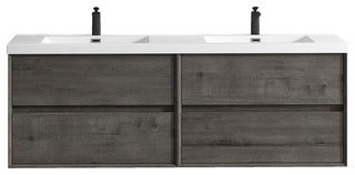 Kingdee Smoke Oak Wall Mounted Vanity With Reinforced Acrylic Sink, 72"