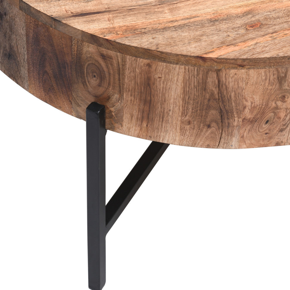 Contemporary Solid Wood Coffee Table, Natural