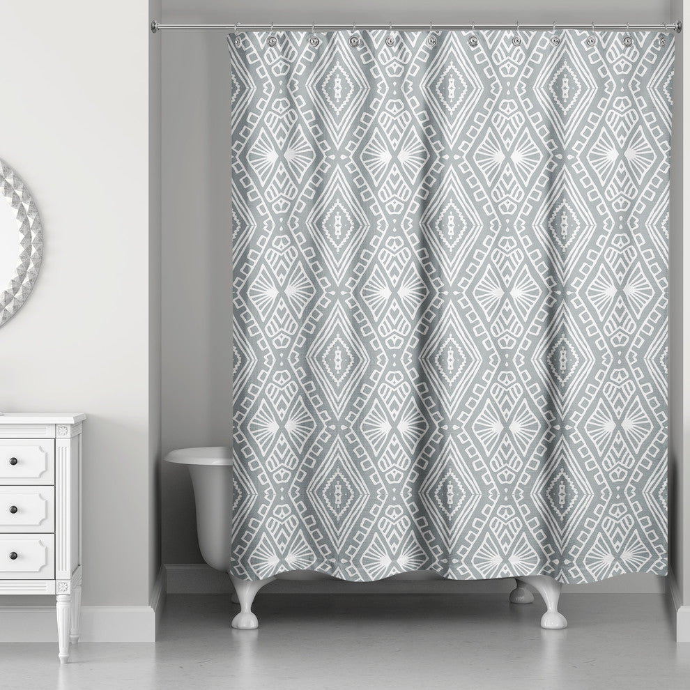Grey Boho Tribal 71x74 Shower Curtain