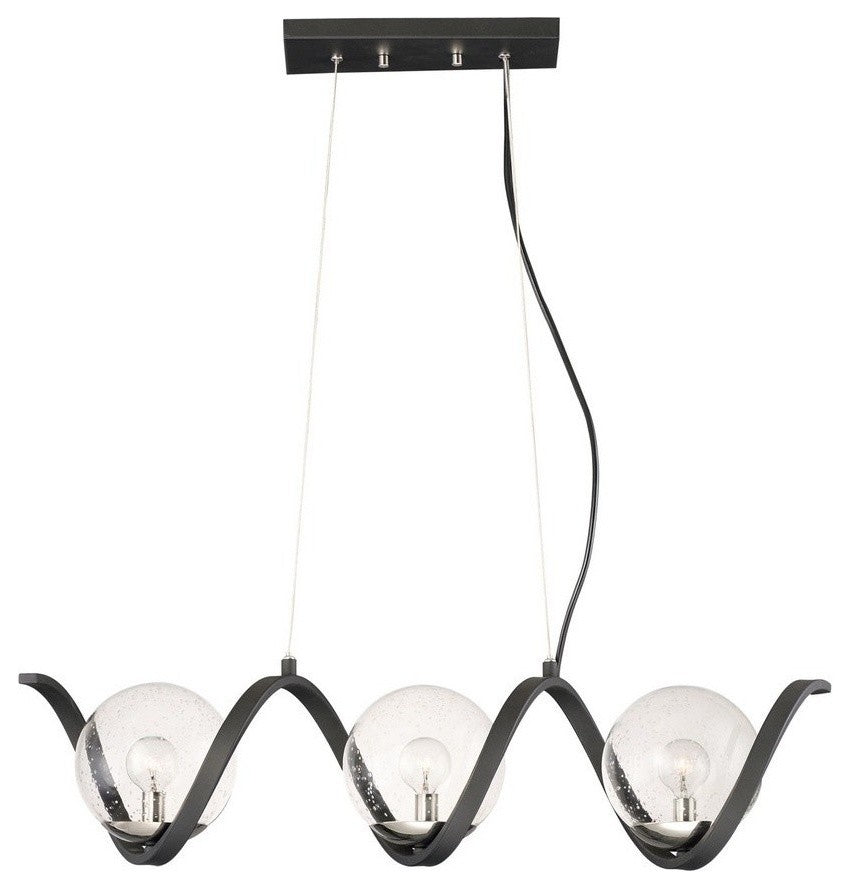 Maxim Lighting Curlicue 3-Light Pendant, Black/Polished Nickel