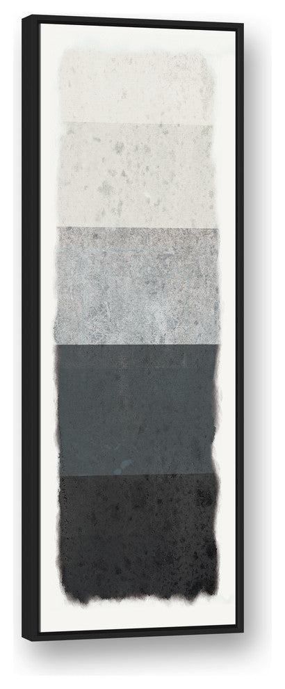 Gray Lines 20x60 Black Floating Framed Canvas