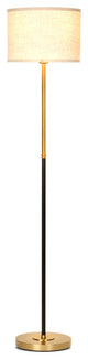 Emery Mid Century Modern Floor Lamp for Bedroom, Brass Finish, Drum Shade