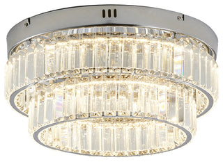 2-Light Chrome Dimmable LED Flush Mount With Clear Crystals