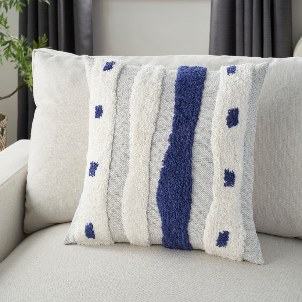 Mina Victory CN980 Throw Pillow, Blue Ink, 18" x 18"