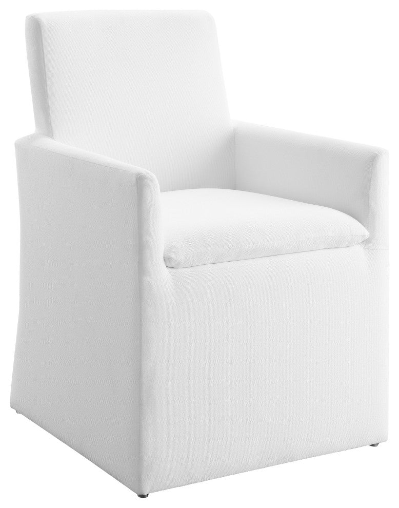 Marie Stain-Resistant Fabric Dining Armchair, White