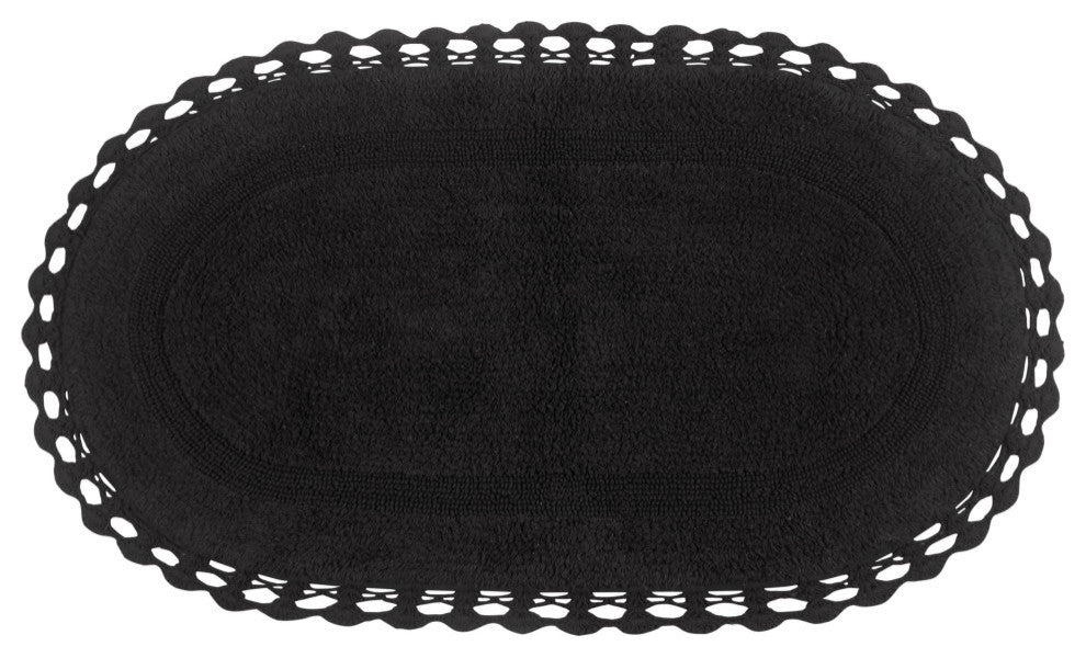 Hampton Crochet Reversible Bath Rug Set, 24x40 Rectangle, Gray