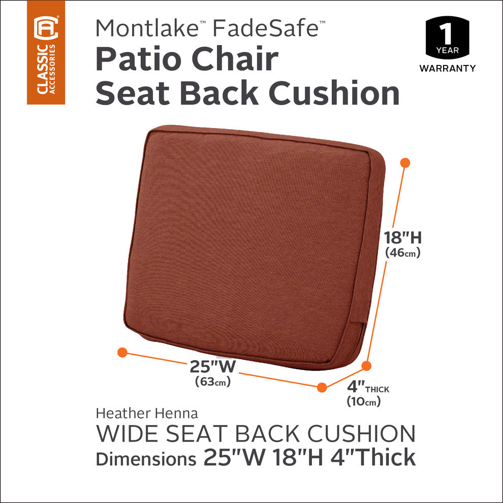 Patio Lounge Back Cushion, Heather Henna Red, 25"x18"x4"